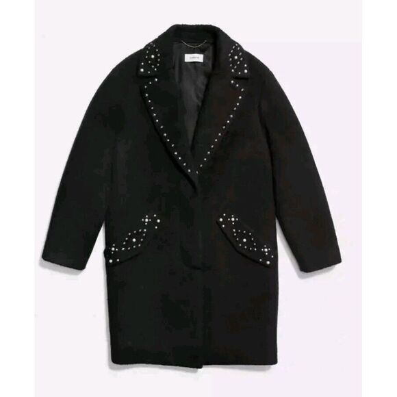 Coach Coat Winter Fall Luxury Wool * Peacoat Black‎ Studded NWT NEW - Picture 1 of 14